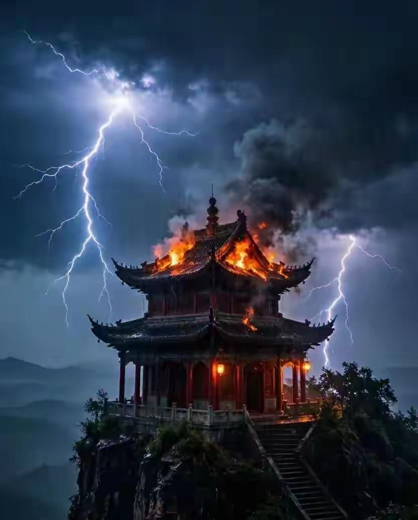 由泉州安溪龙须殿紫雷劈炸有感：护法不法，必招天怒人怨闽南自古流传“雷公不打