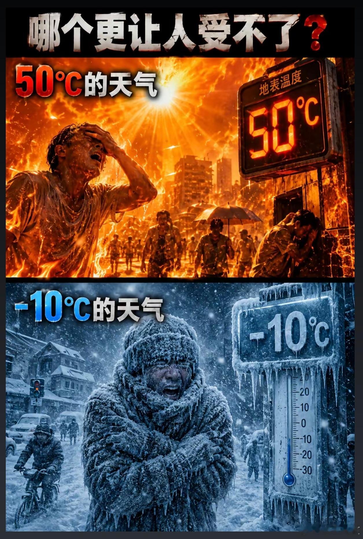 这还用选吗？零下10度真不会冻成那样的，穿成这样一般都是零下40度了，零下10度