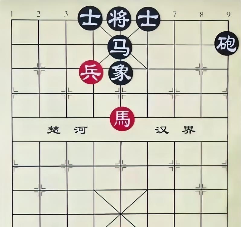 这又是窝心马惹的祸！黑棋一马一炮，明显实力比红棋的一炮一兵高出一筹；何况还有双士