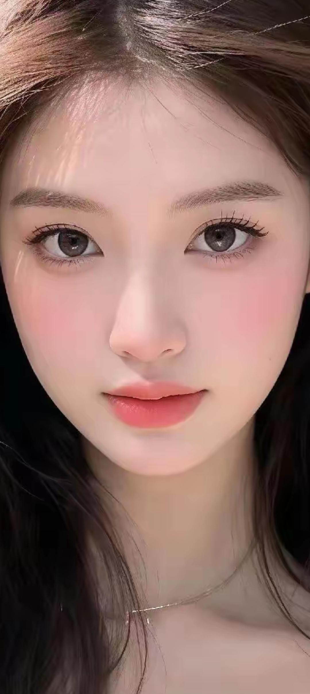 温柔甜美的少女，自然妆容，清新自然