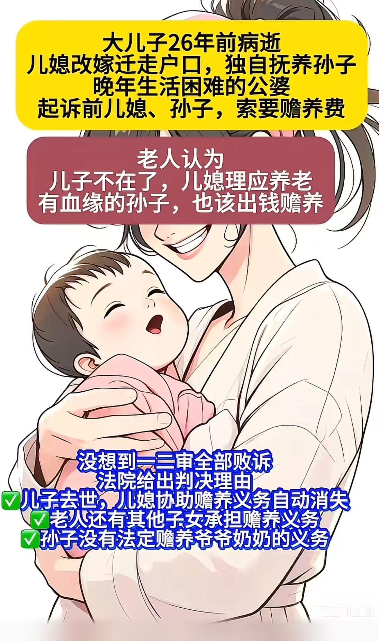 大儿子26年前病逝，儿媳改嫁迁走户口，独自抚养孙子。现在公婆晚年生活困难，起诉前