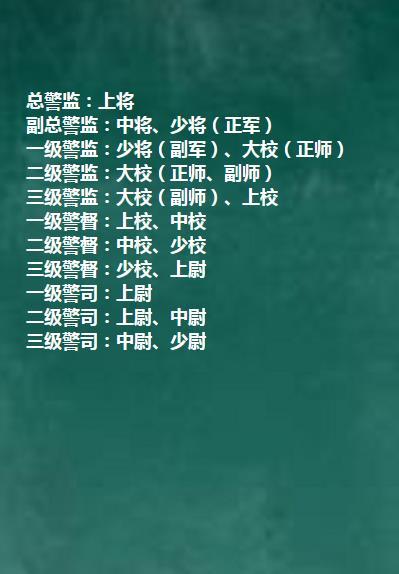 公安的警衔，如何对应军队的军衔。一定要结合职级来看，军官的军衔完全实现了一职