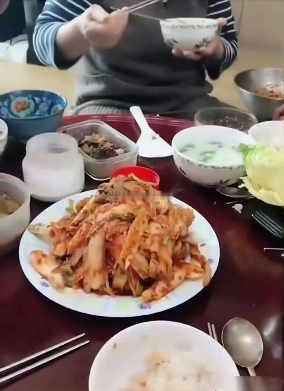 中国媳妇嫁到韩国，晚餐全家六口吃一个泡菜。