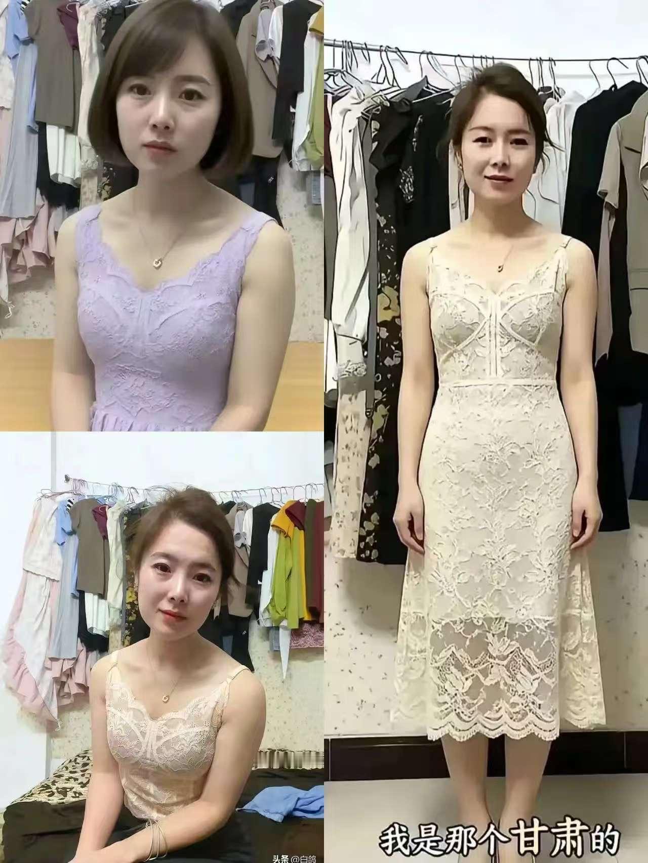 刚开始，我以为她是卖衣服的，可是看仔细了才发现，后面那排都是旧衣服，人贫而妻