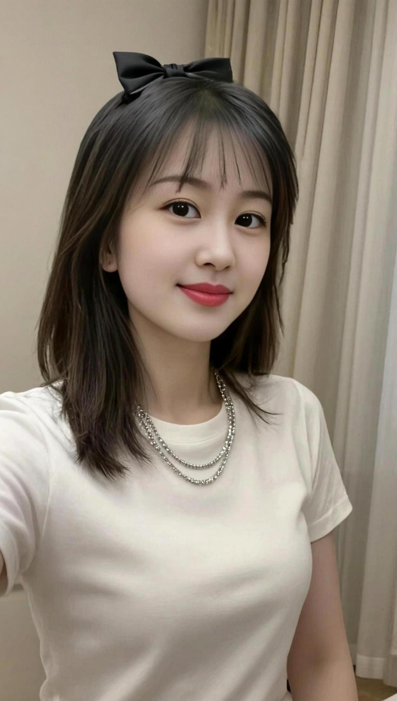 AI简约自拍热门甜系女孩休闲穿搭清纯甜美