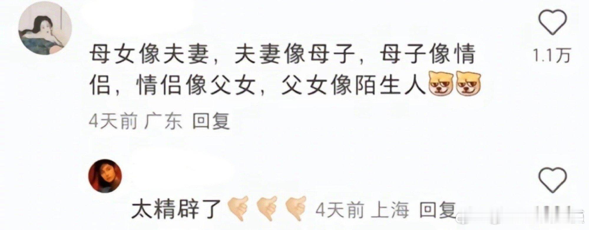 当代大多中国家庭的关系belike：