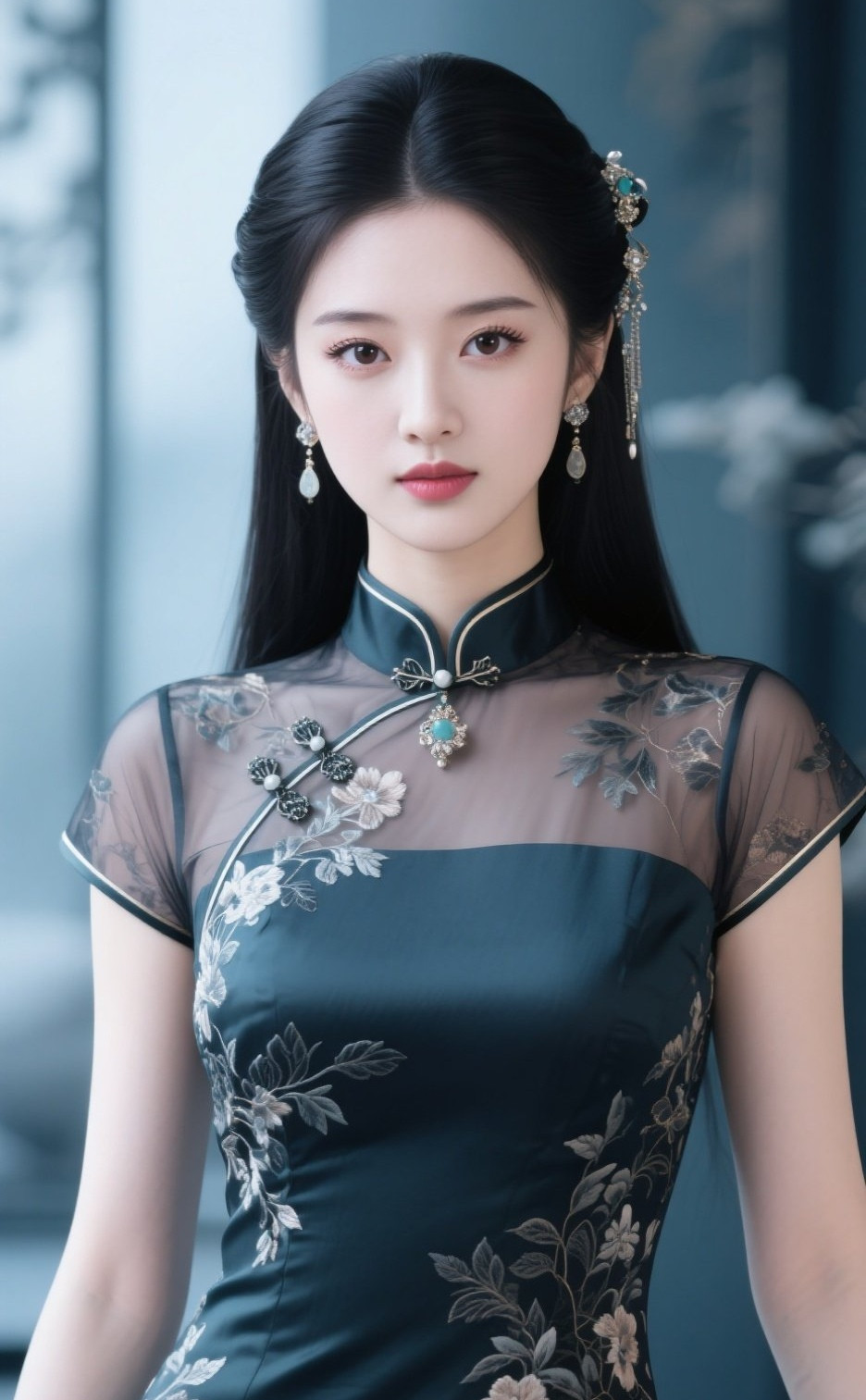 美眉旗袍摇曳生姿，一颦一笑皆是风情