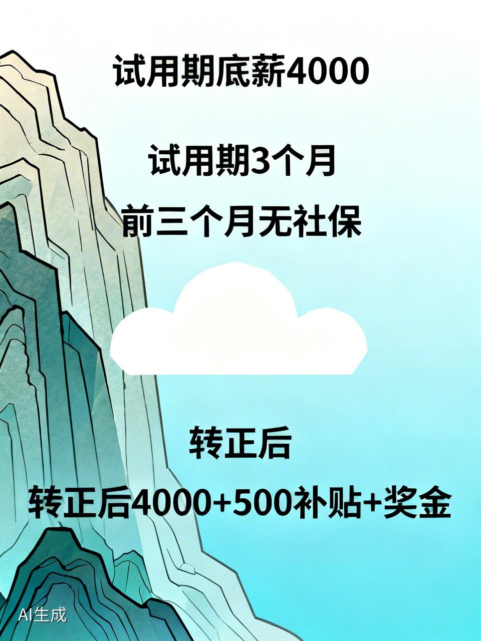 某公司在招聘，今天听了一句，试用期底薪4000，试用期3个月，前三个月没