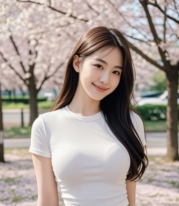 风起时樱花簌簌，她站在光影里美成一首抒情诗