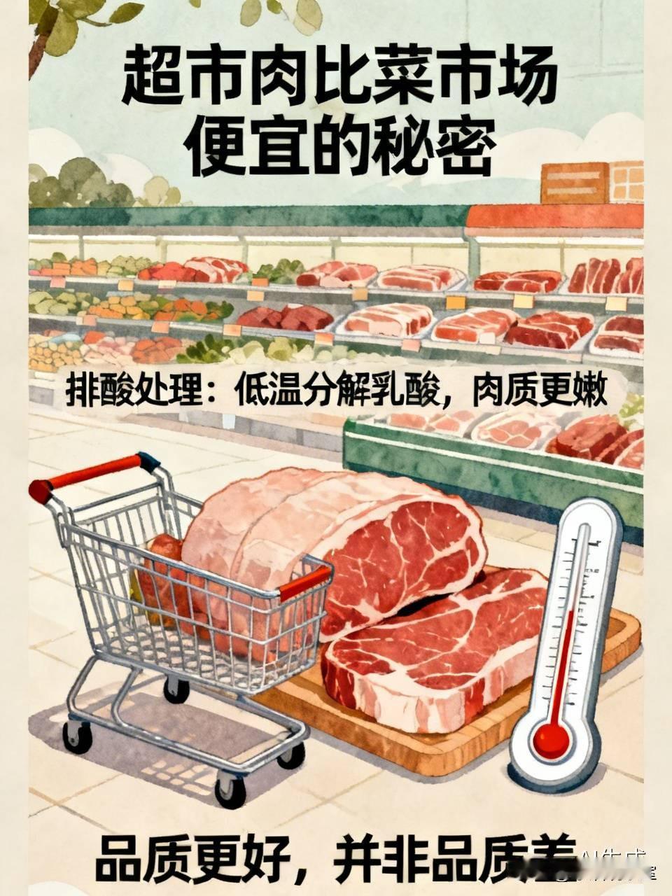 原来超市肉比菜市场便宜，不是品质差！今天才搞懂一件事，为啥有时候超市的肉，