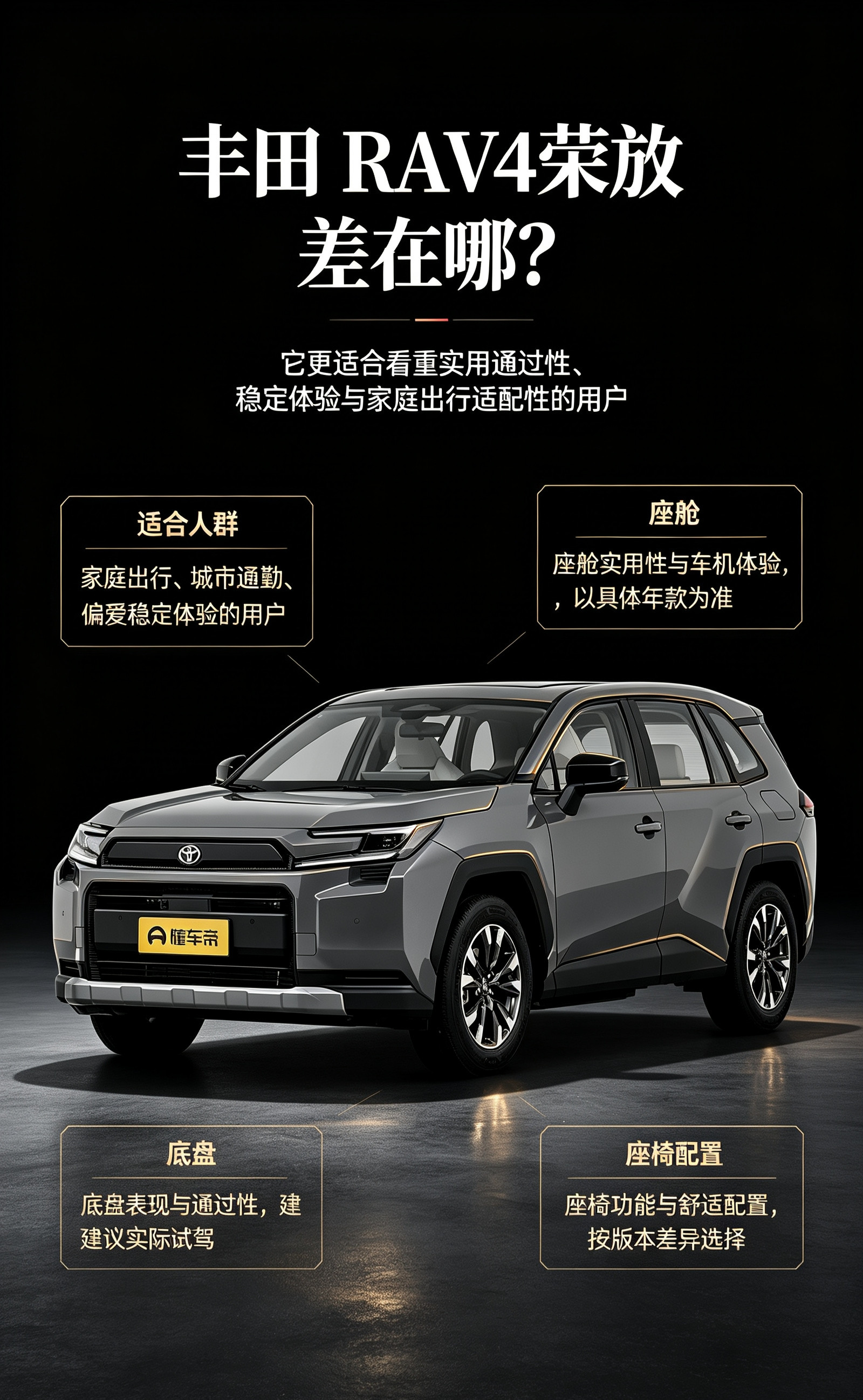 RAV4荣放更适合看重实用通过性、稳定体验和家庭出行的人。它不是强调极致豪华或运动感，而是更偏城市通