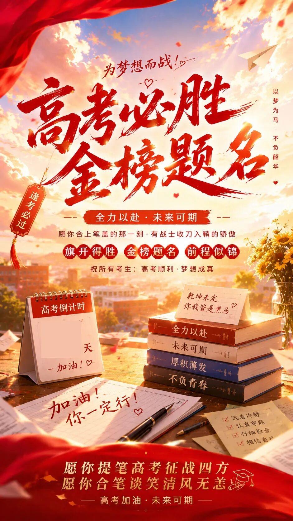 中高考宝贵经验考生和家长务必看过来1、考生每天早上起床先喝一口水、吃一颗红枣。