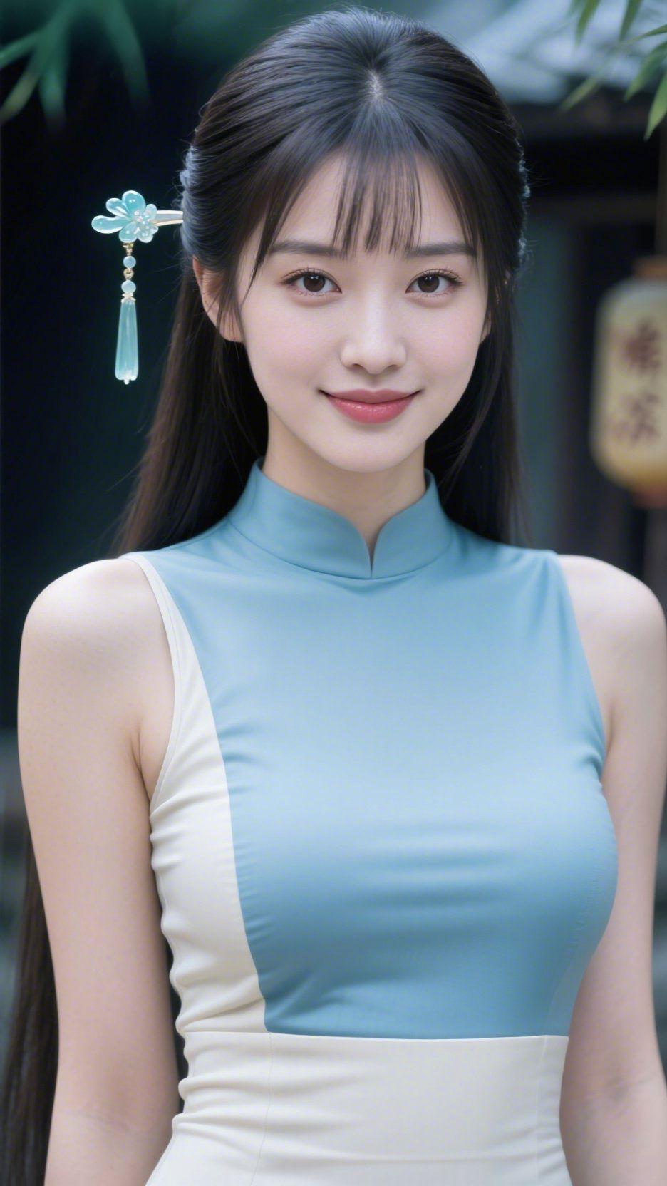 青衫檐下的竹风竹影轻摇过檐角，恰好落在她发间的玉簪上——那淡青坠子微微晃，