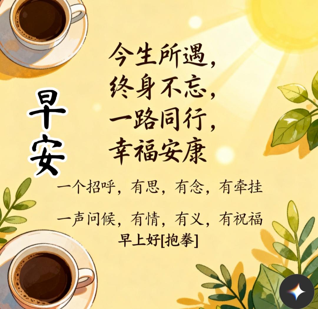 分享早安祝福语今生所遇，终身不忘，一路同行，幸福安康。一个招呼，有思，有念，有牵
