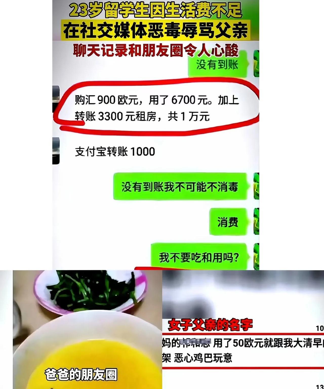 强行让孩子挤入富二代的家长们，怎么样了？23岁的留学生因为生活费不足，在社交软
