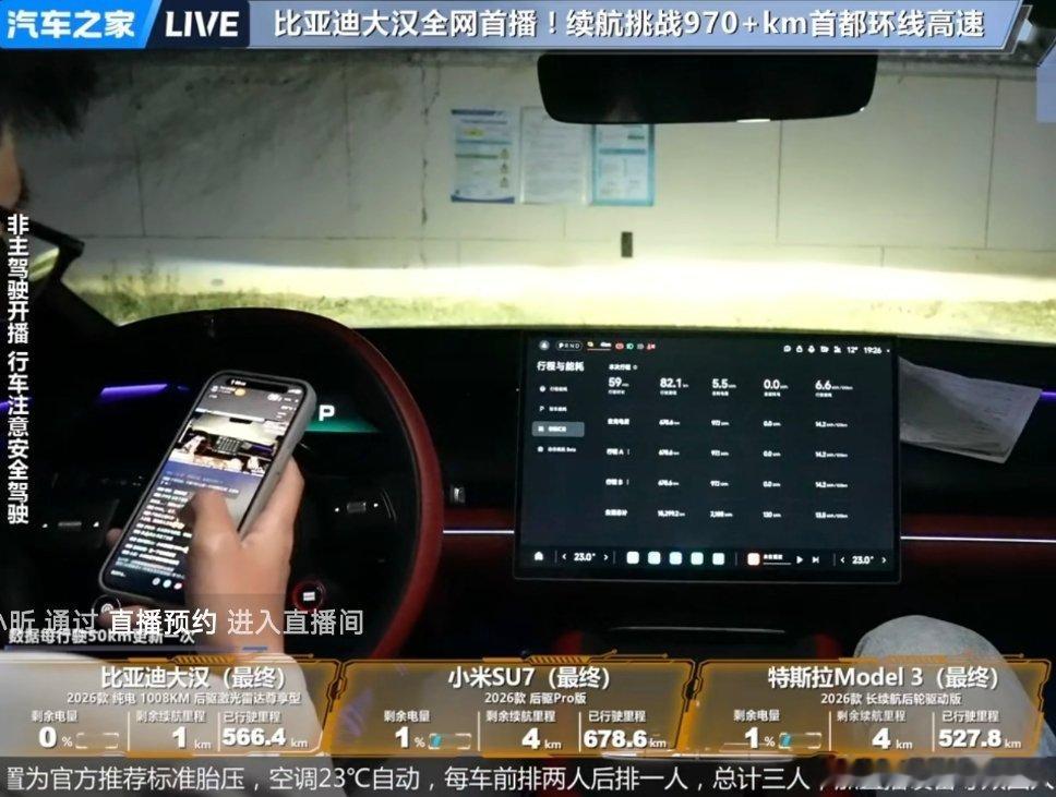 关于比亚迪大汉的续航，我相信@疯膜哥因为他每次都有一镜到底的视频而且工况基本稳定，均速控制很好​