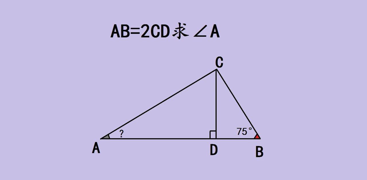 家人们，来看这道有意思的几何题！已知在图中，AB=2CD，CD垂直AB，角