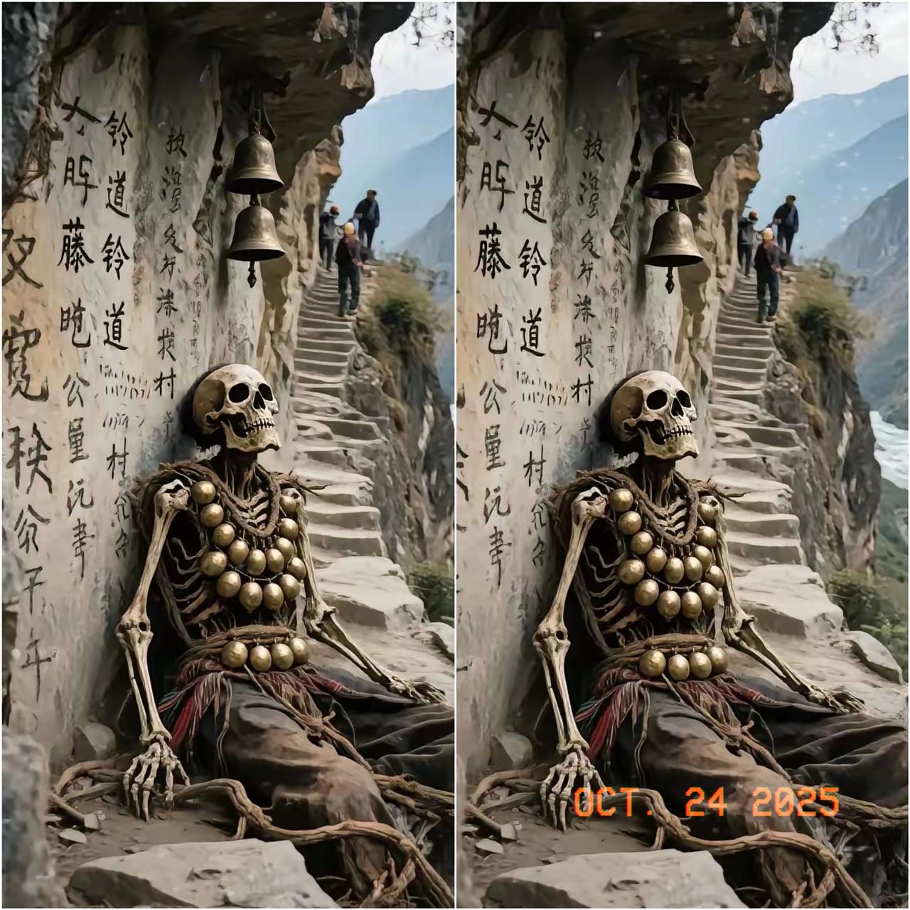 云南怒江惊现“藤铃道”！扶贫队开山修路，于绝壁裂隙中发现一具盘坐百年的枯骨，身缠