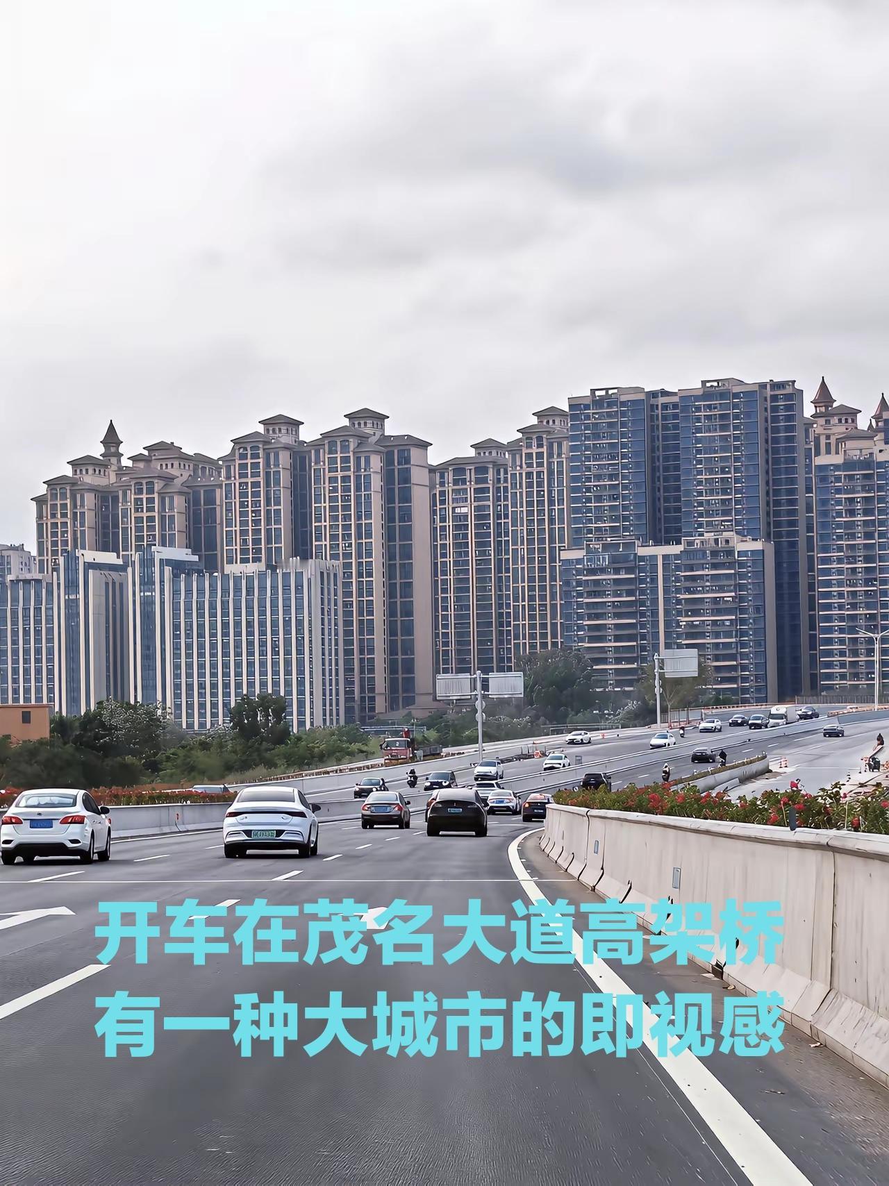 开车在茂名大道的高架桥上，终于有大城市的即视感。茂名这几年城建快速发展，虽然比不