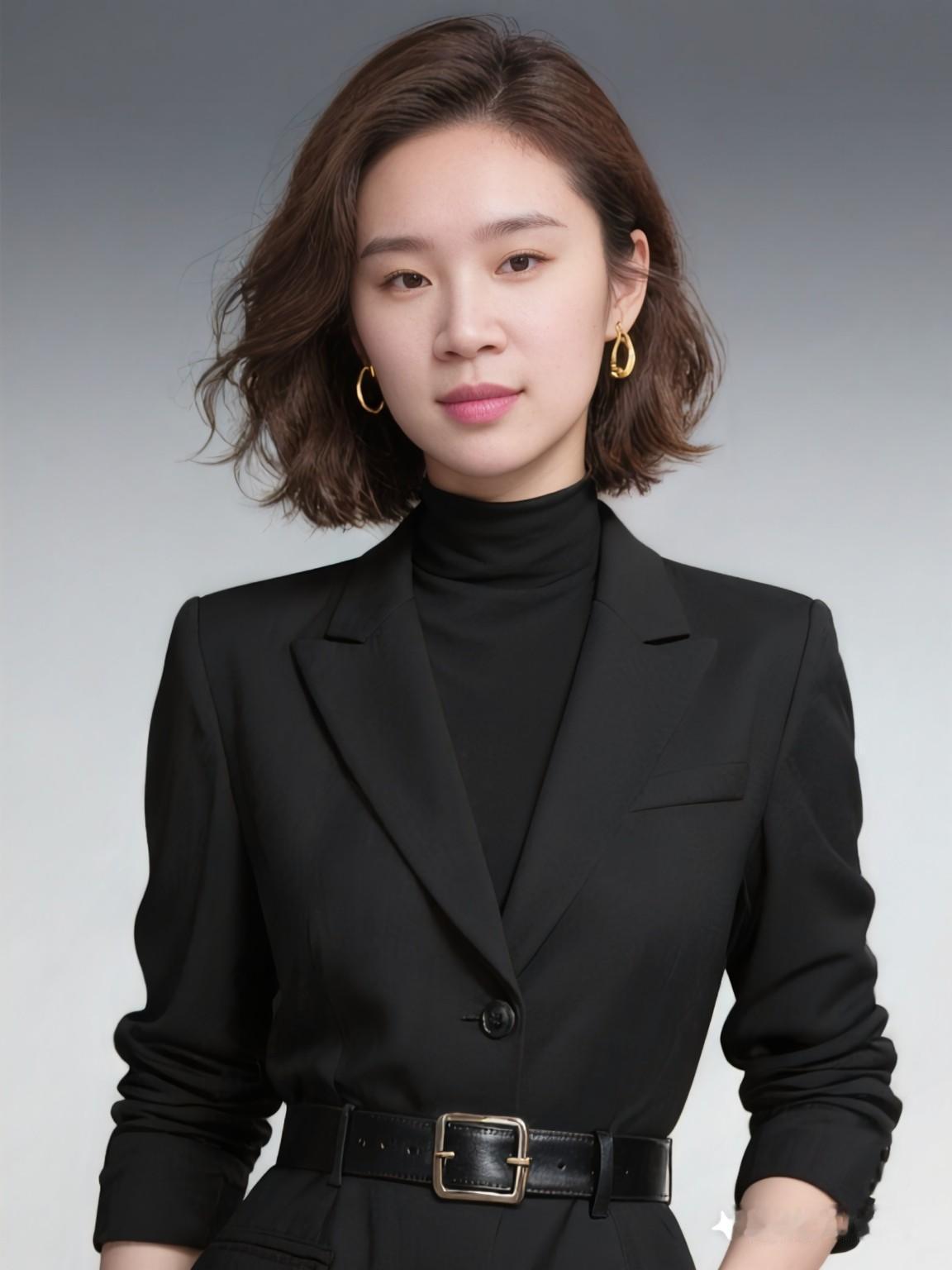 她的棱角，是生命最美的形状镜头里的她，身着剪裁利落的黑色西装，高领内搭勾勒