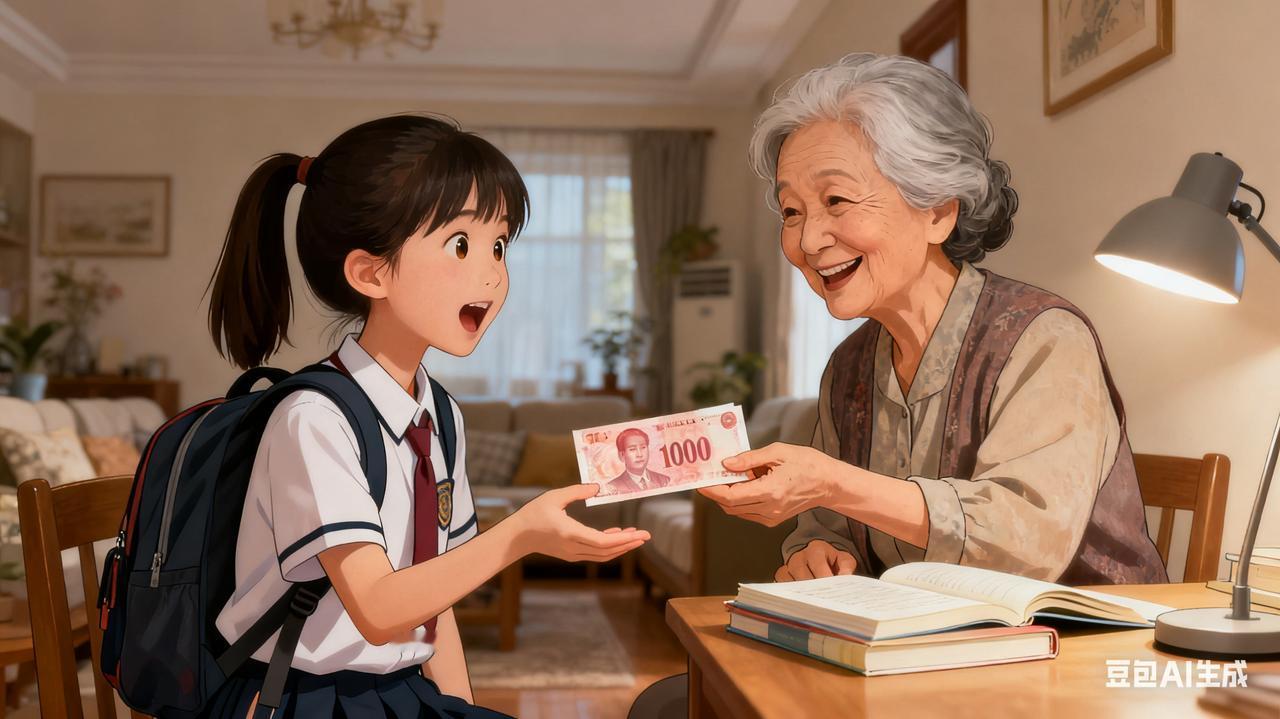 同事婆婆是高中老师，一个月退休工资8000左右。同事女儿上初四，学习特别努力