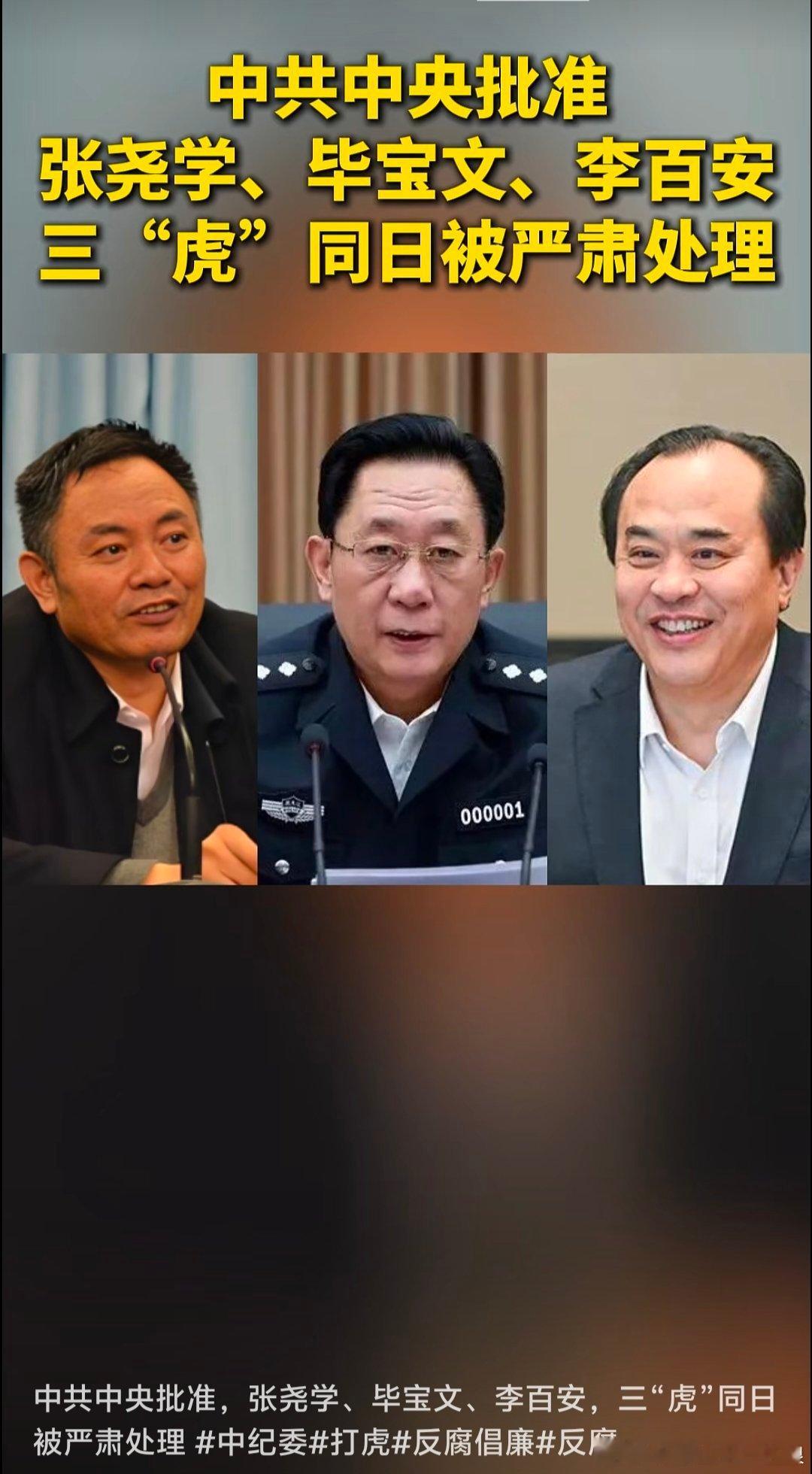 中共中央批准:张尧学、毕宝文、李百安三“虎”同日被严肃处理中纪委打