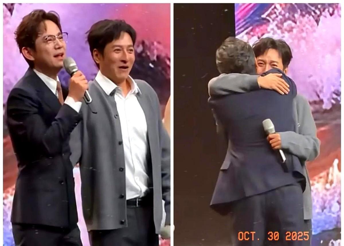 他复出那晚，没提新剧没谈代言，一上台就奔着何炅去了。一个拥抱，俩人眼圈都红了。