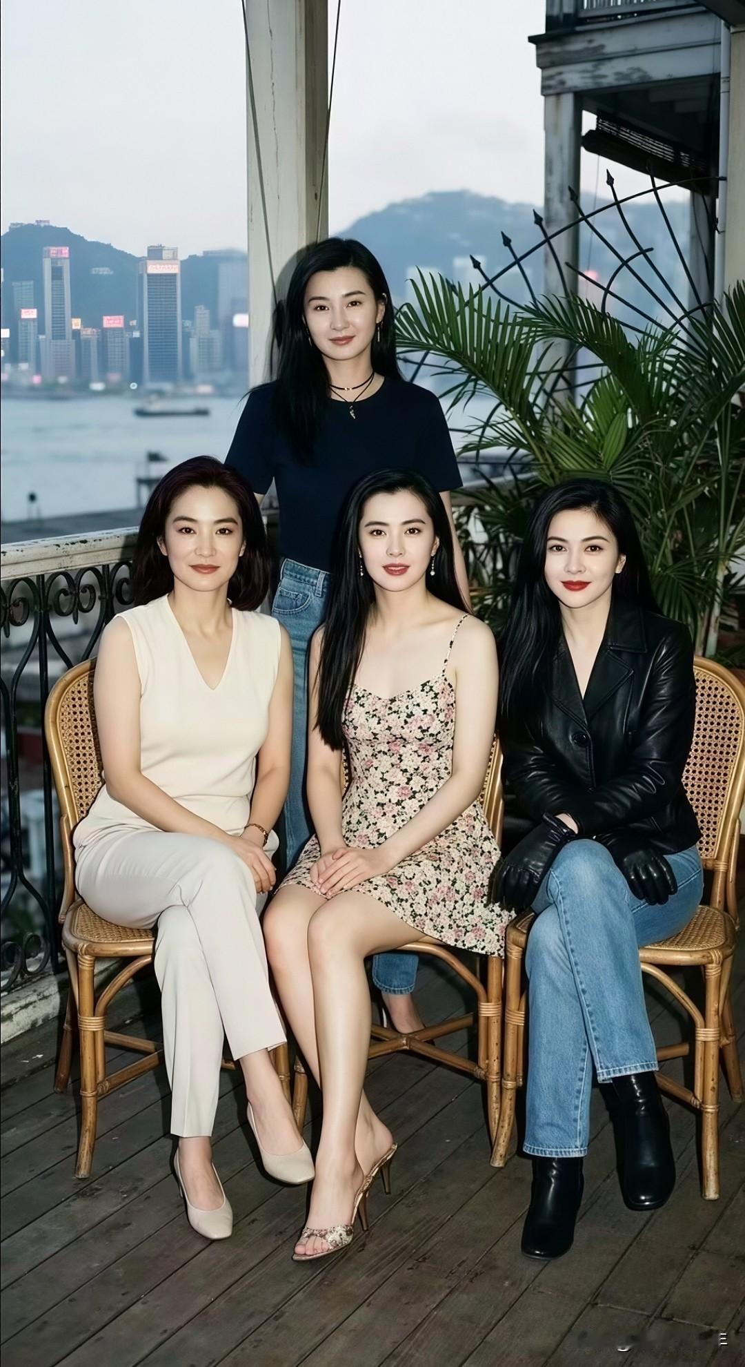梦回1992｜港圈四美同框，是穿越时光的顶级风华翻到这张1992年的旧片场照