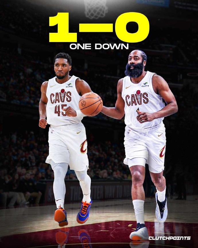 骑士大比分1-0猛龙！米切尔：20投11中，32分4助攻哈登：17投8中，