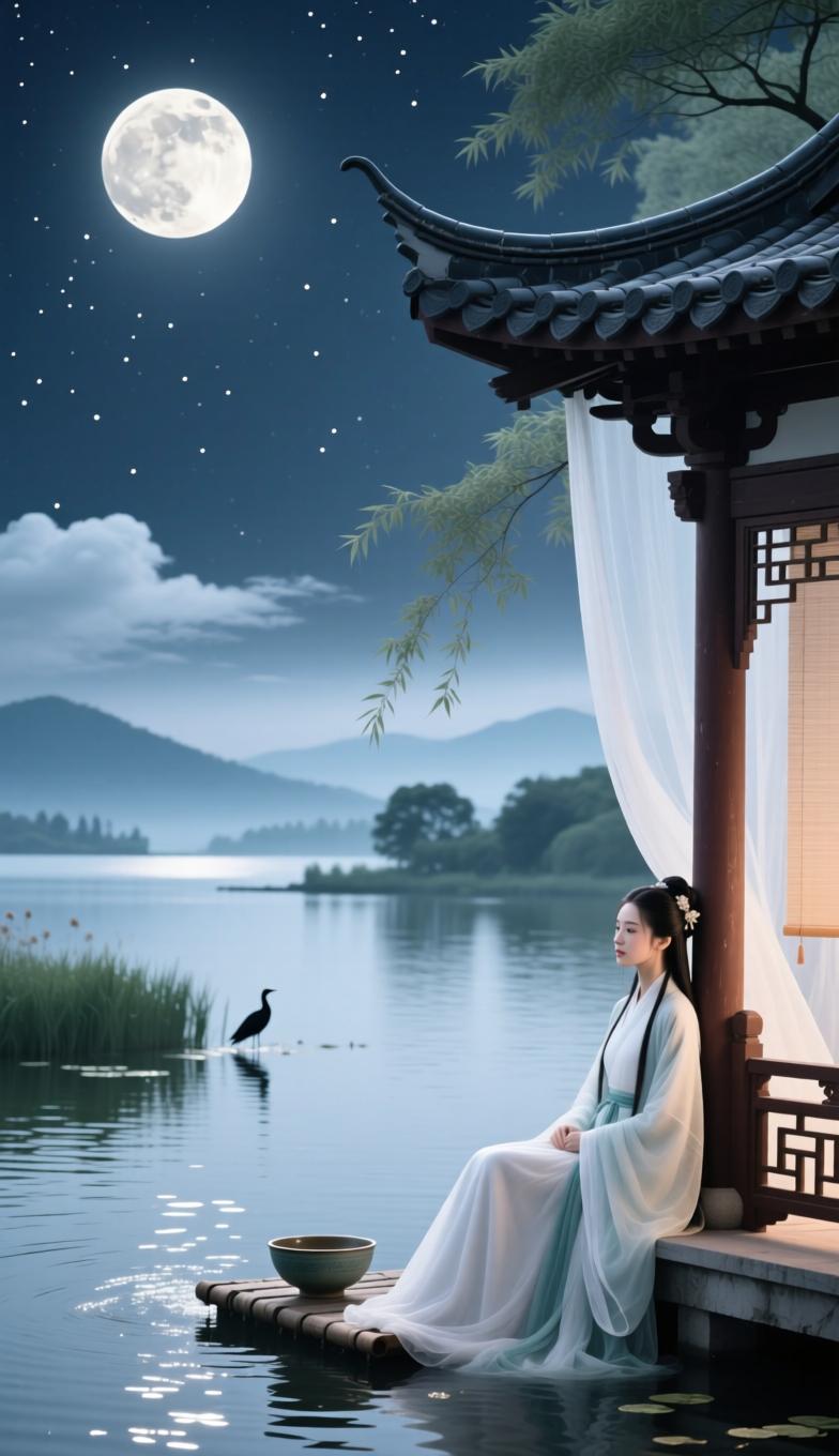 唐多令·情思孤月倚层楼，清风惹旧愁。忆当年、携手汀洲。别去尘途音信渺，云