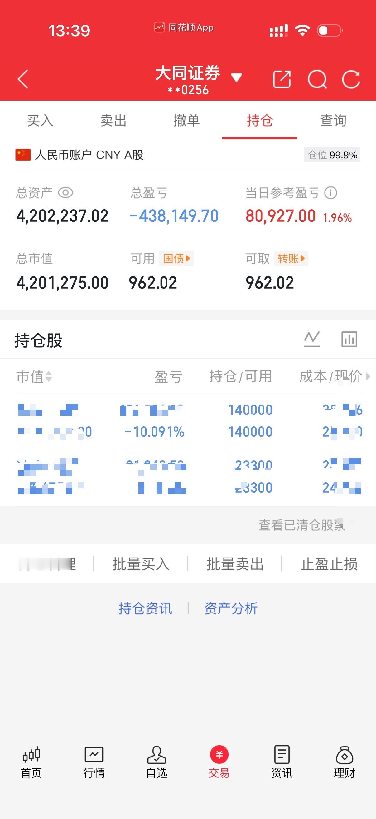 玲珑依然满仓！大仓位要要中线，这波下杀我也没有逃过去，现在正在等待回血的路上！有