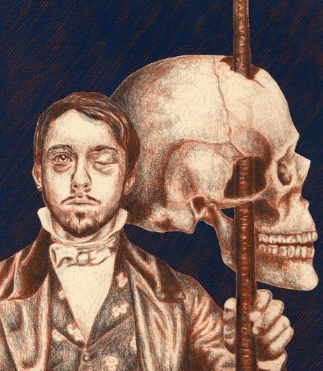 1848年，一根铁枪从他左脸颊插入，穿过大脑层，从头顶飞出25米以外。25岁