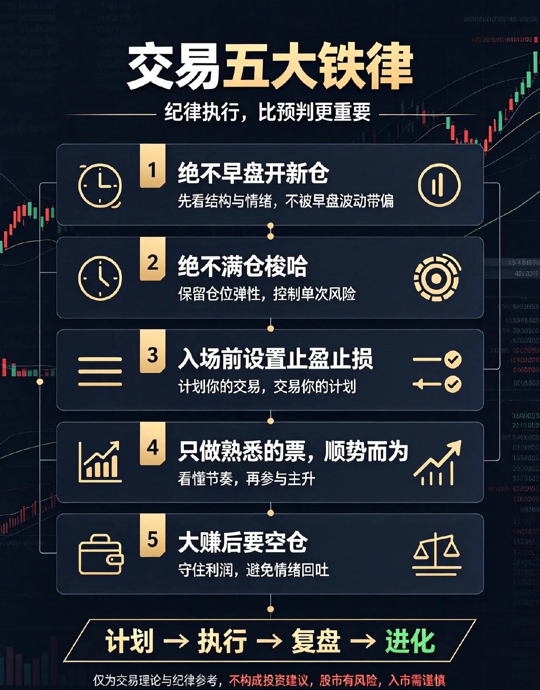 五条交易铁律，牢记终生受用散户天天钻研K线、MACD、学习各种战法，复盘到深夜，
