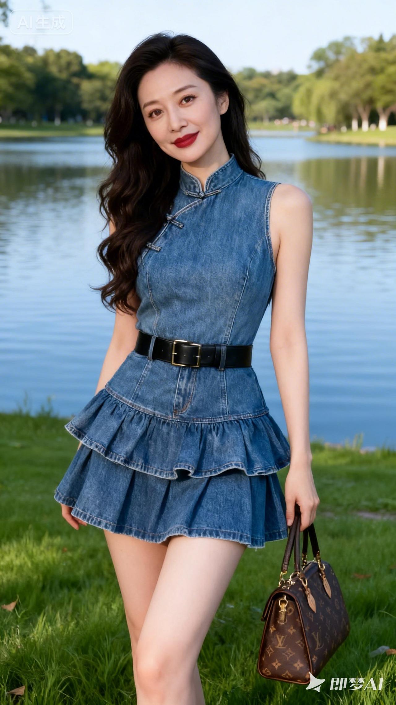 夏日穿搭指南：牛仔连衣裙搭配草编包，清新自然，元气满满！🌞👗👒