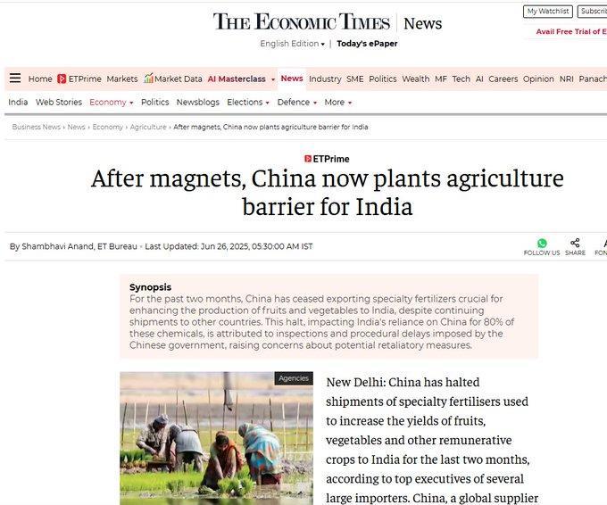 印度没特种化肥用了？印度网友：我们要对等报复，对等制裁中国大概是这么说的，印度
