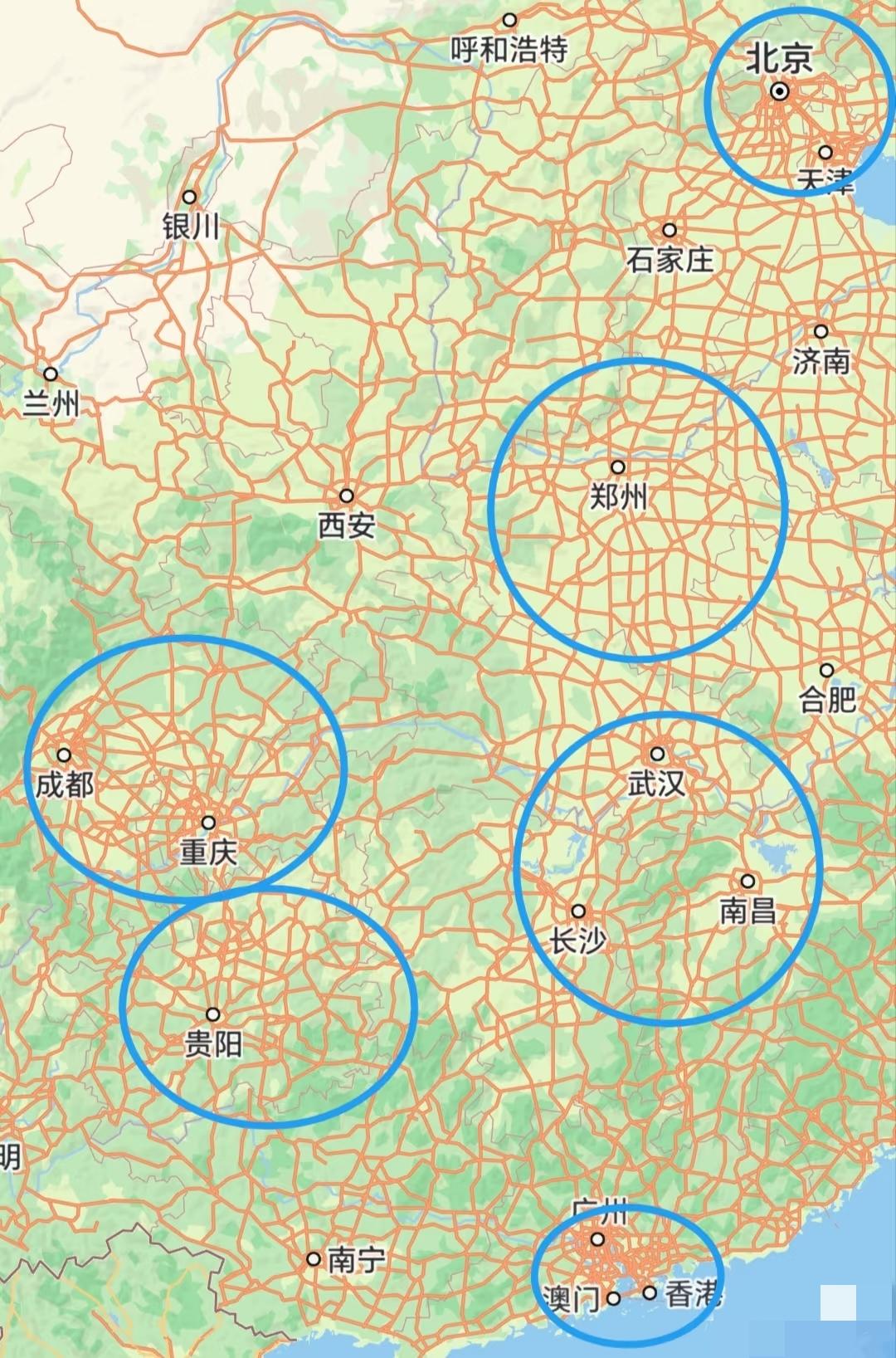 全国高速公路密度很高的区域：珠三角：面积最小，密度觉得最高[送心