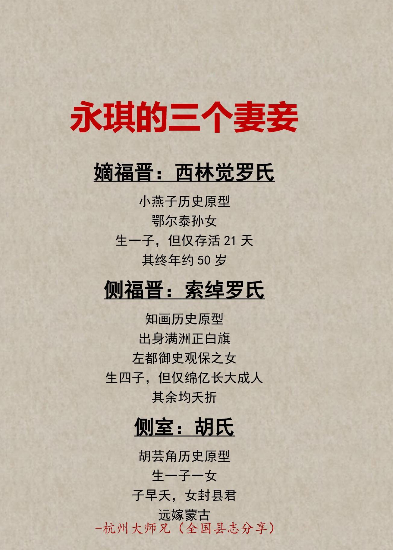 五阿哥永琪的三个妻妾！