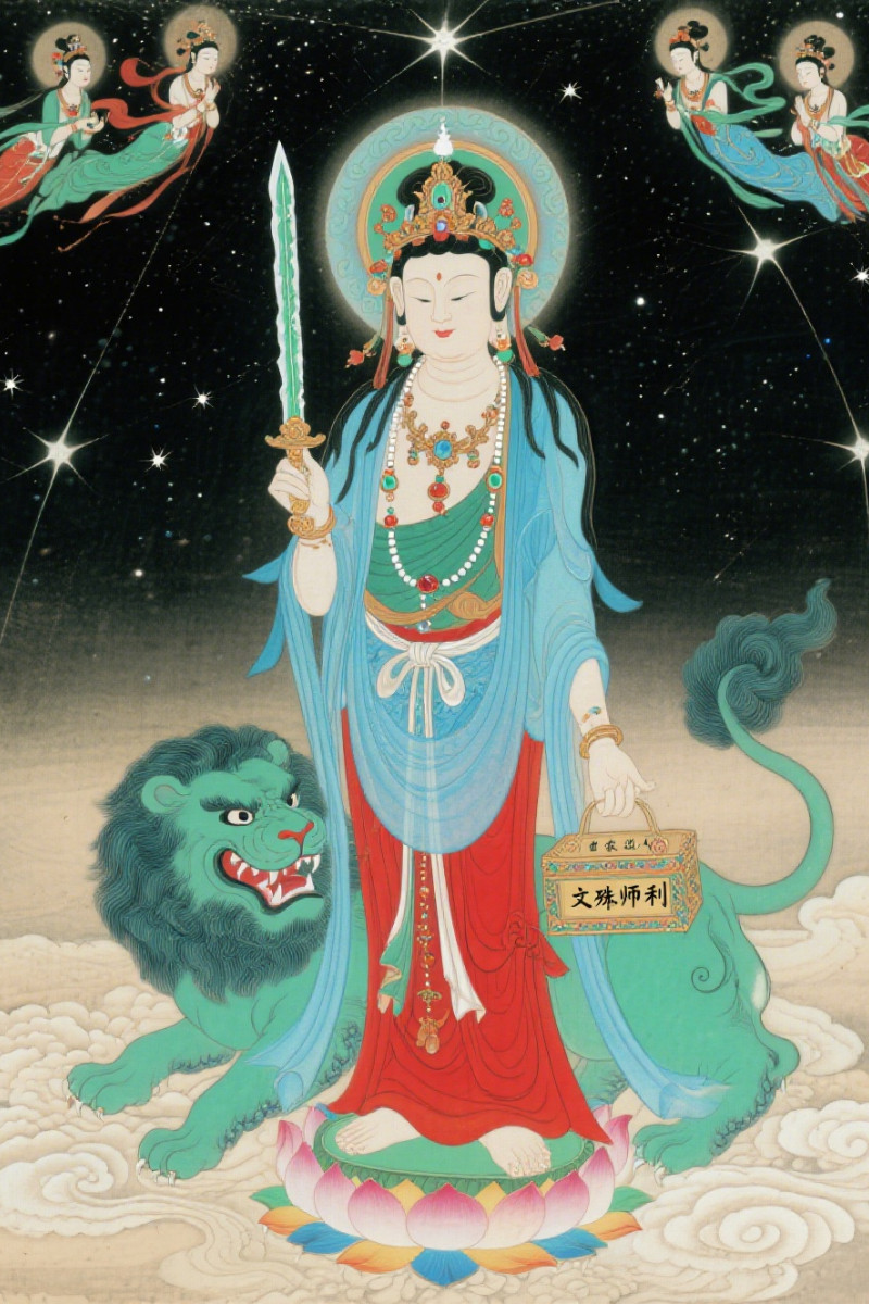 顶礼文殊菩萨，祈智慧开显，学业顺利，疑难自解。
