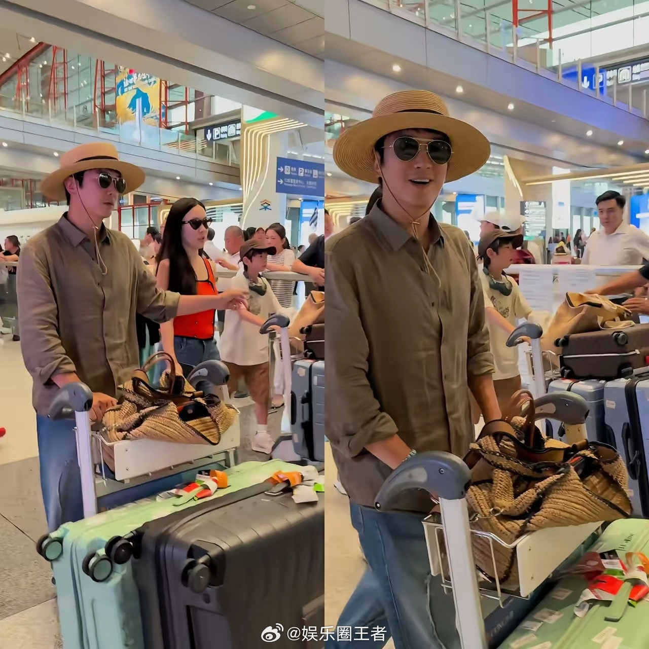 杜江霍思燕一家四口同框幸福一家人机场遇到霍思燕杜江带娃！网友在首都机场遇到霍思