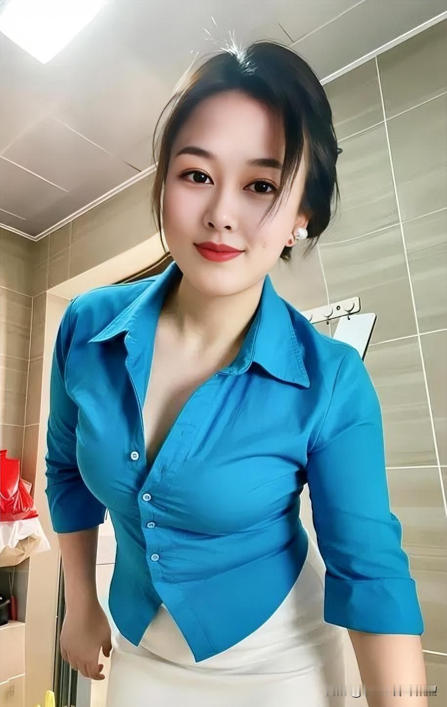 蓝衫浅笑，温婉如诗，静守岁月清欢与安然。