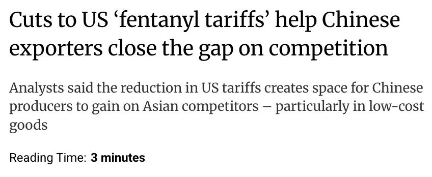 外媒：美国将对华进口关税削减10%，这使得中国出口商在与亚洲竞争对手的比拼中更具