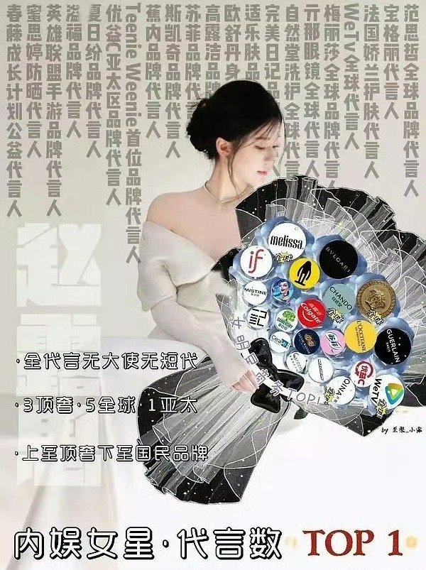 原来赵露思的代言数量已经超越迪丽热巴了 ​​​