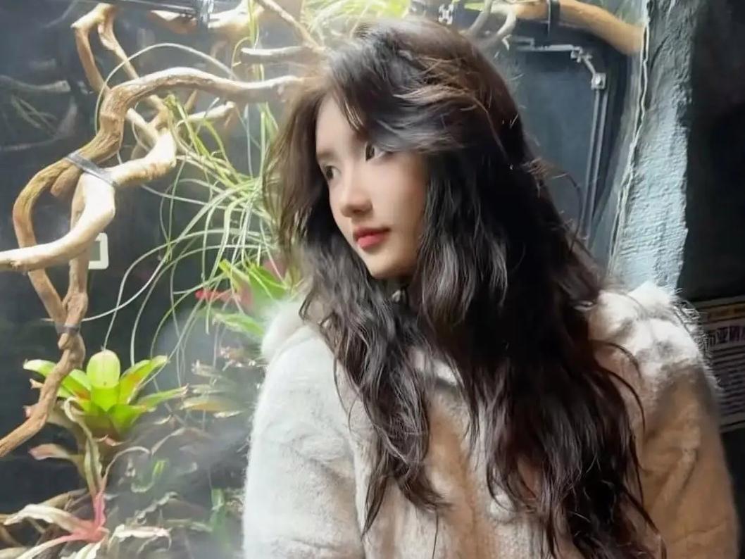 夏思凝打卡上海动物园，穿米色毛衣外套搭配波浪卷，颜值不输女星