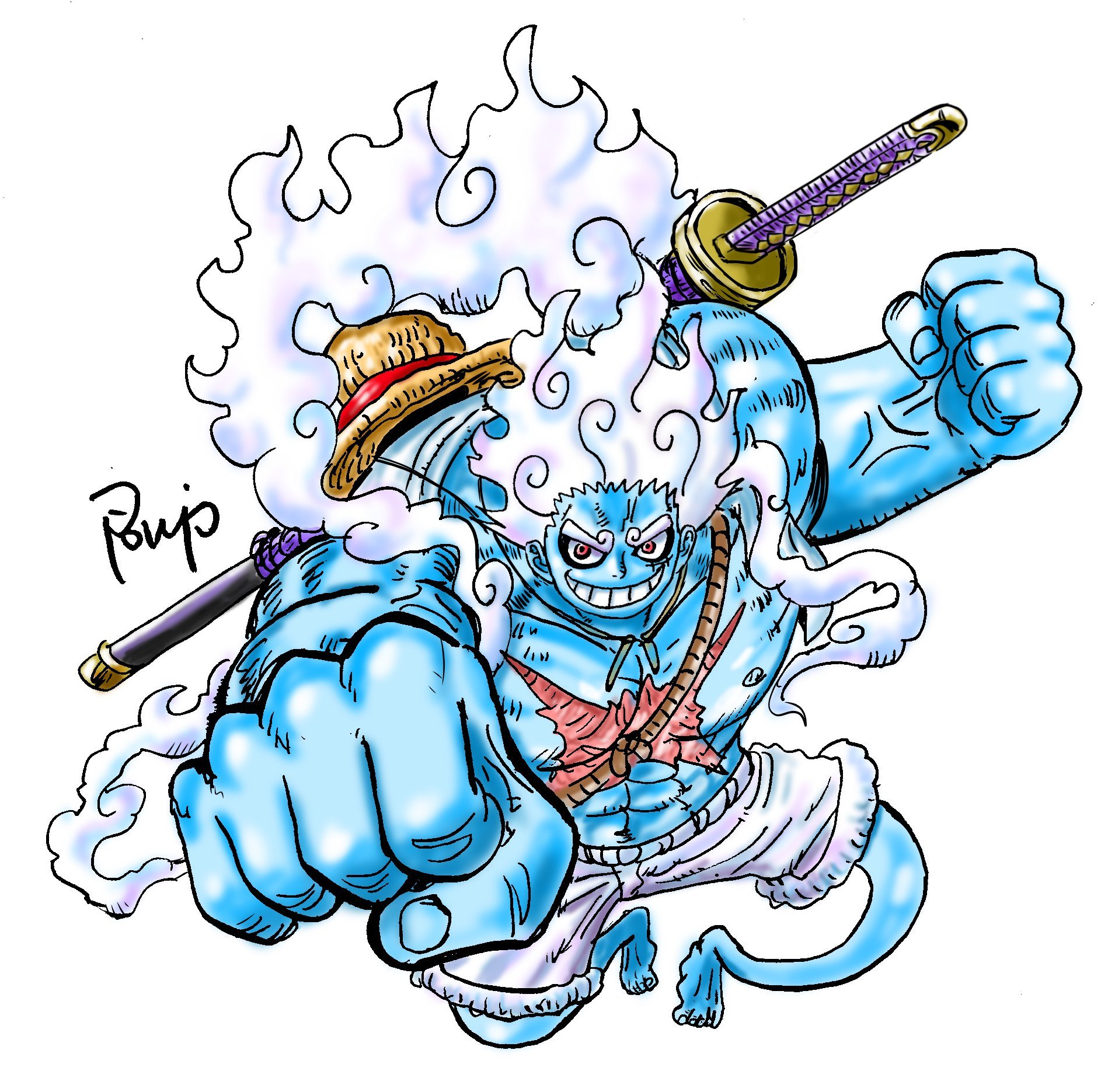 梦魇版尼卡路飞！好期待再次出现啊[doge]画师ponio作品~海贼王日漫​​