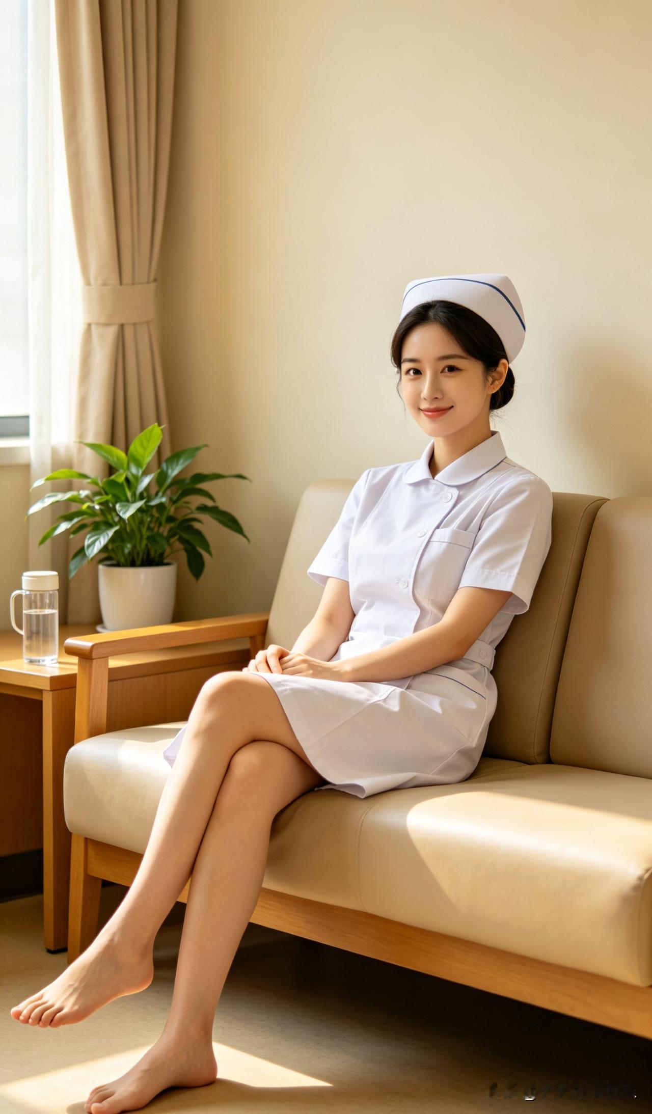 ai护士姐姐在休息室休息。ai护士ai小猫护士AI职场丽人照AI医护风写真