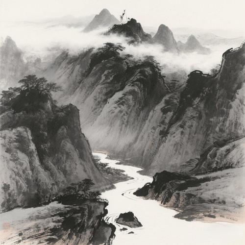 上联：自在白云，但恋青山不去；下联：奔涌河水，因爱碧海未回。