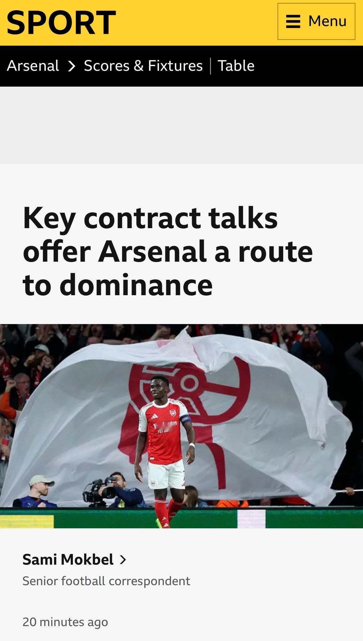 BBCSportSamiMokbel：阿森纳在积极有效推进萨卡、廷伯和赖斯