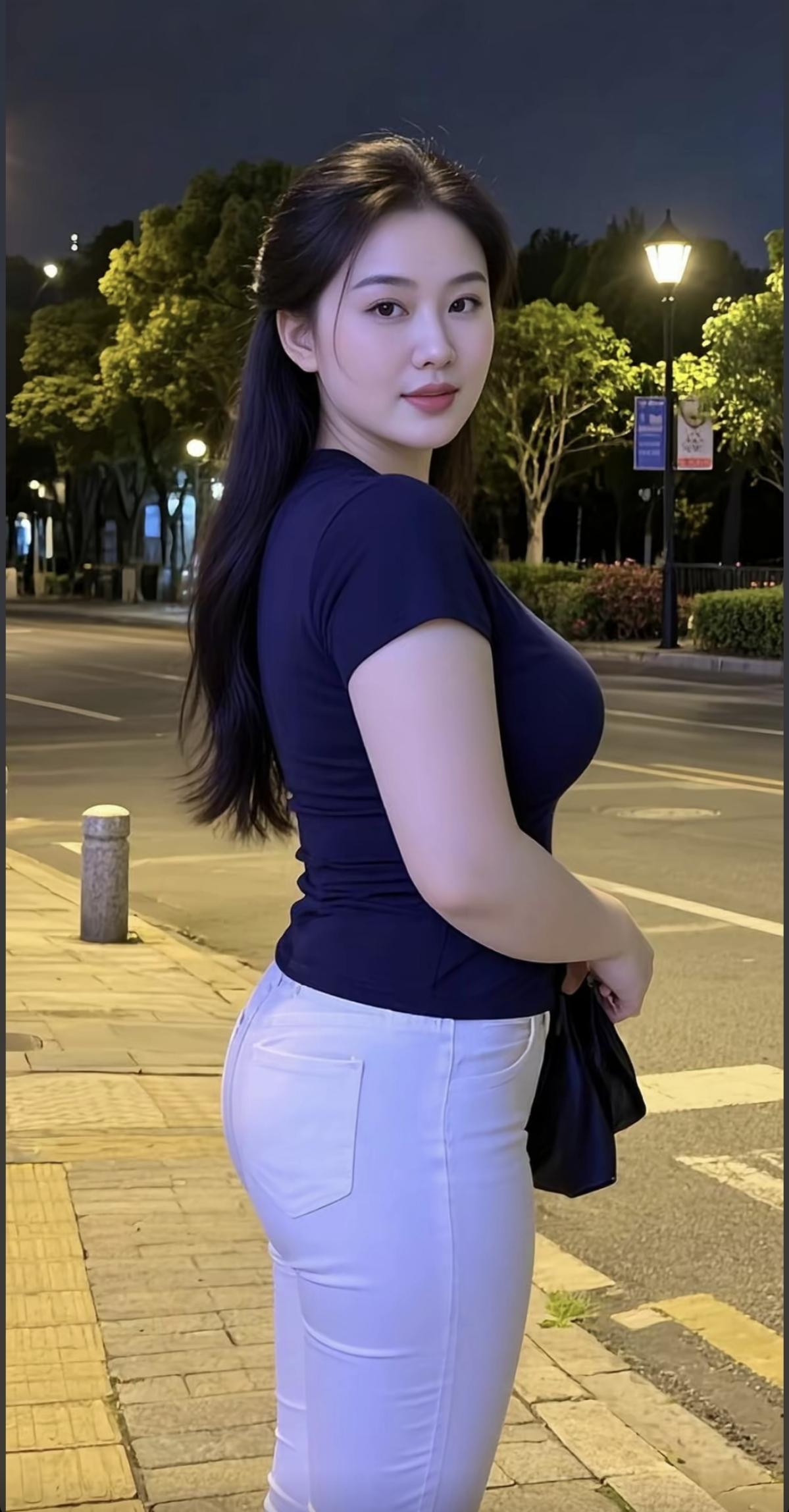 牛仔裤，美女的优雅。