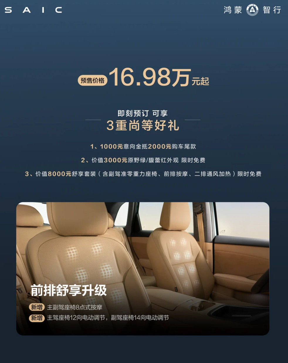 尚界H5七大升级预售16.98万元起今天尚界H5升级开启预售了，16.98万元起