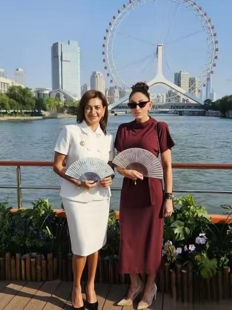 阿塞拜疆和亚美尼亚的第一夫人在天津同框了。这张合影最近刷屏，信息量不小。两国